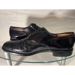 Vtg 2004 Allen Edmonds Byron Mens 12.5 D Black Leather Cap Toe Brogue Oxford